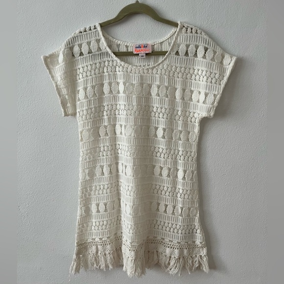 Stella & Dot Swimsuit coverup Tunic. Fits Girls 6-10. Lacey crochet Beach dress - Picture 5 of 15